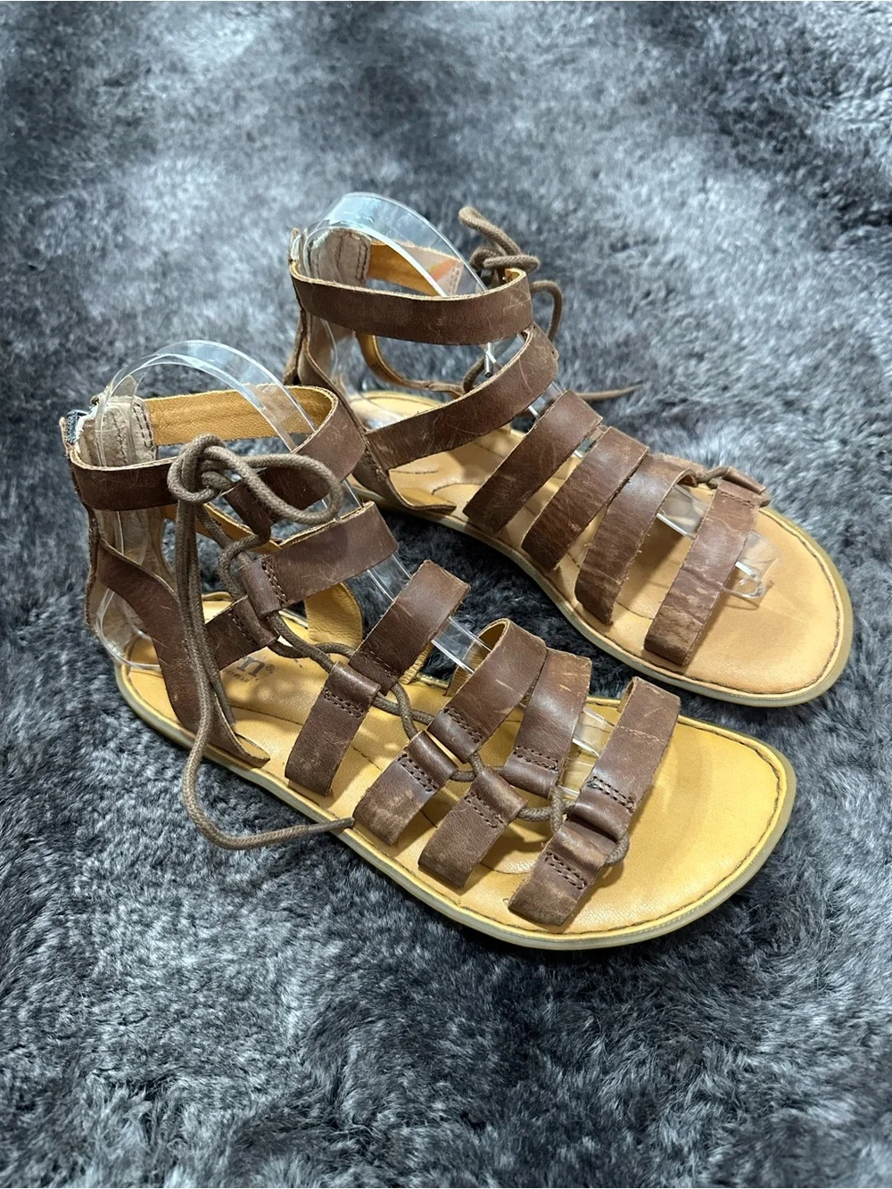 Børn Brown Tan Leather Lace Up Gladiator Sandals Sz 7 Bohemian Music Festival